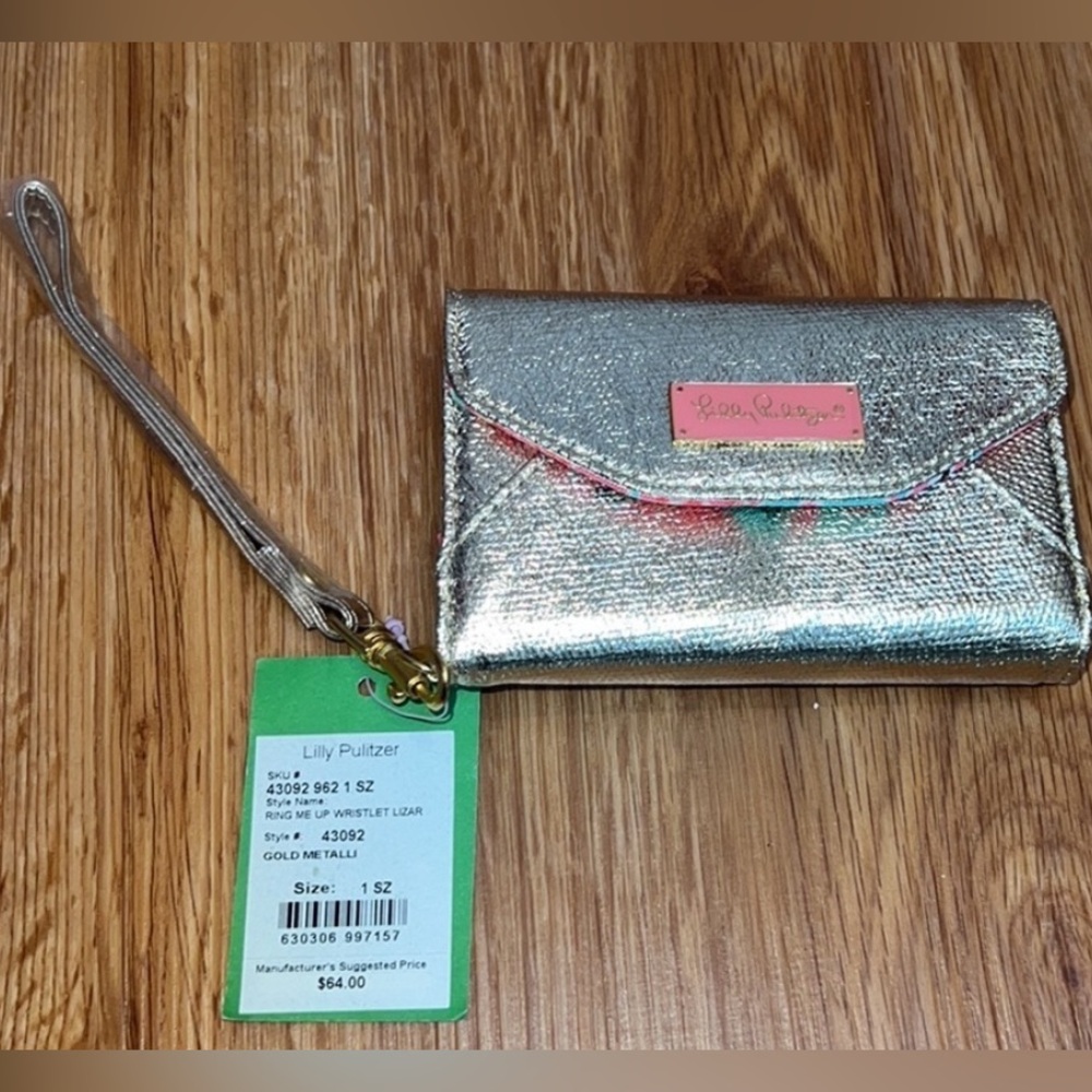 LILLY PULITZER “Ring Me Up” Gold Faux Lizard Wristlet
NEW w/TAG - Picture 4 of 11